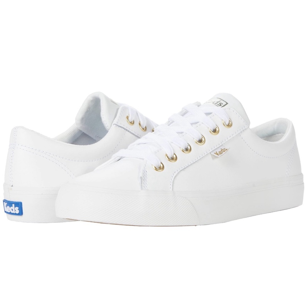 NWT Keds Women’s Jump Kick Lace-Up shoes, White Leather, Size 7